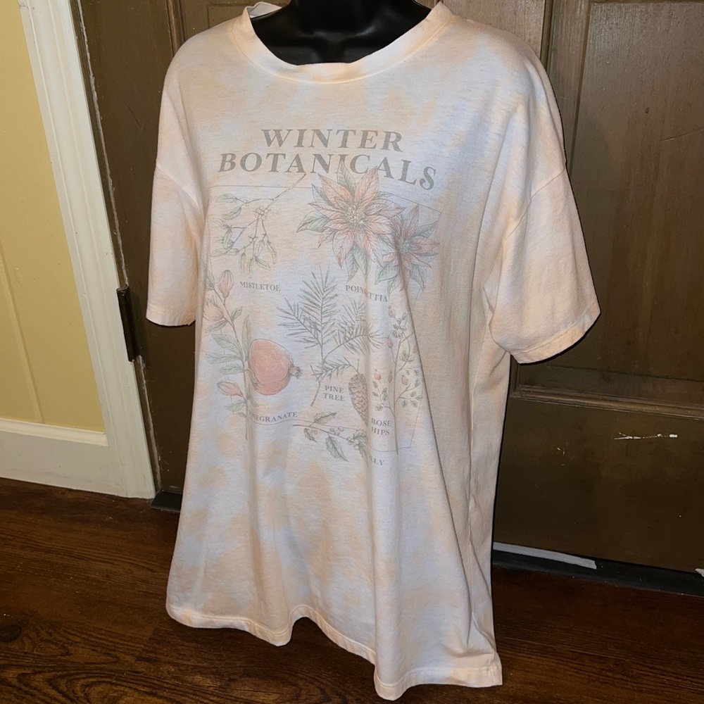 American Eagle Floral Graphic Boho White Oversized Short Sleeve Shirt Size XS - Picture 2 of 8